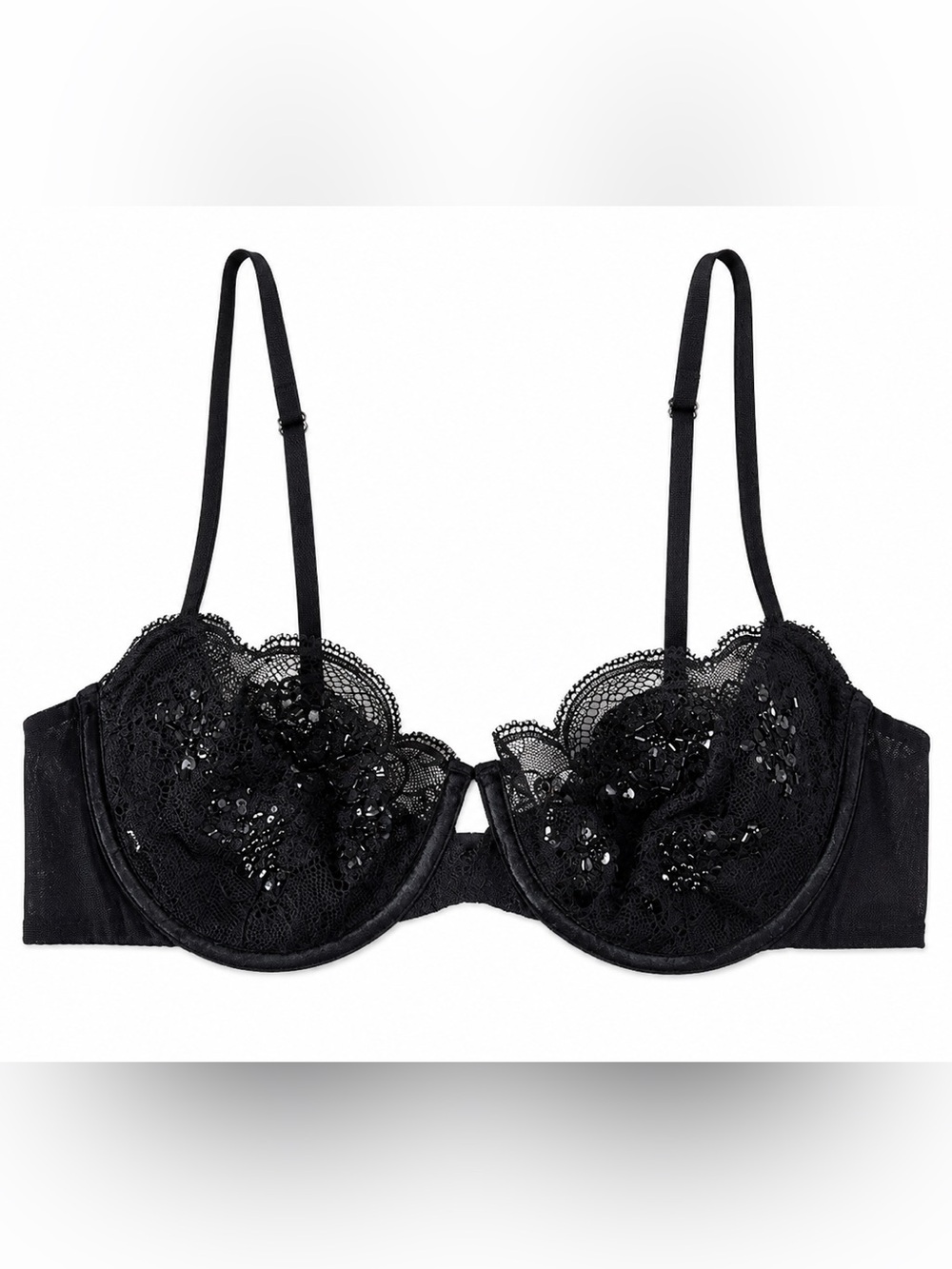 Victoria’s Secret Very Sexy Black Lace Sequin Push Up Bra 34C
